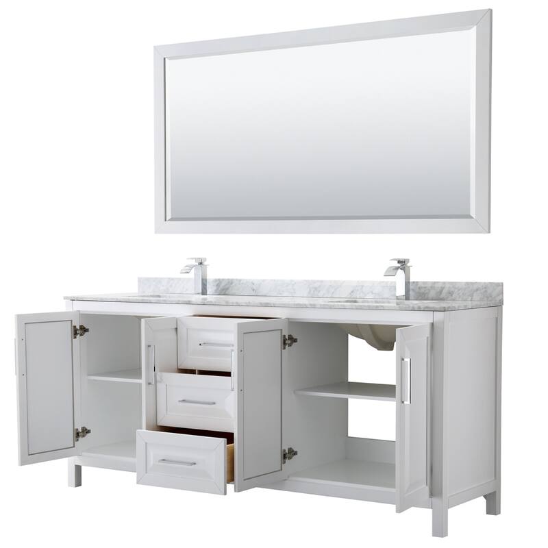 Daria 80-inch Double Vanity, Marble Top, 70-inch Mirror