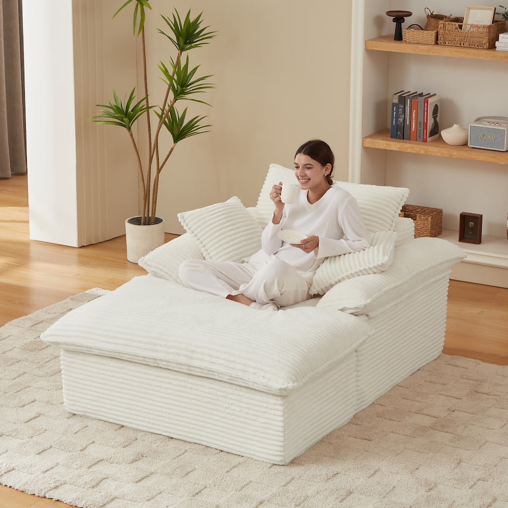 51.97" Modern Comfortable Cushioned Compression Single Sofa with Footrest