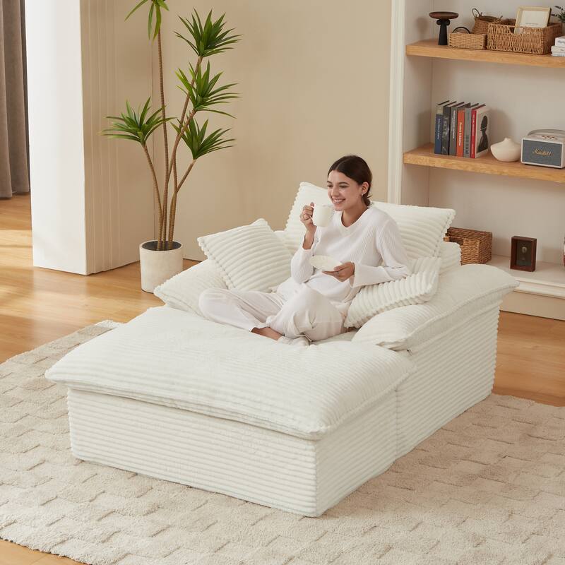 51.97" Modern Comfortable Cushioned Compression Single Sofa with Footrest