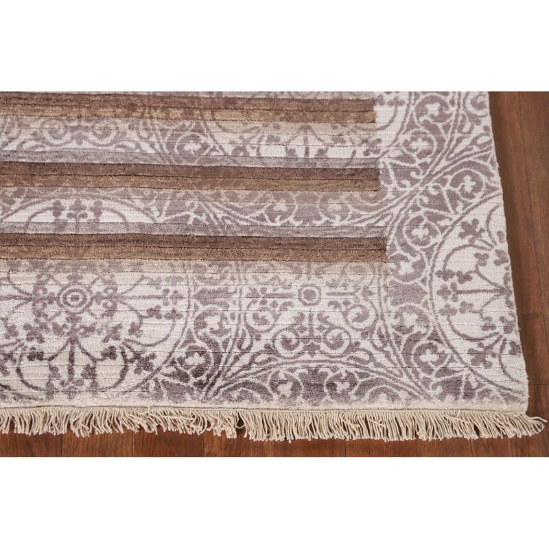 Striped Abstract Modern Oriental Accent Rug Handmade Wool Carpet - 2'8"x 4'7"