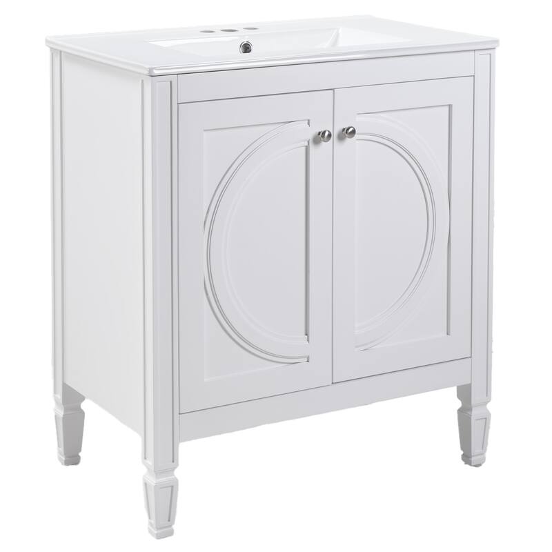 30"Bathroom Vanity with Ceramic Sink and Two Soft Close Doors