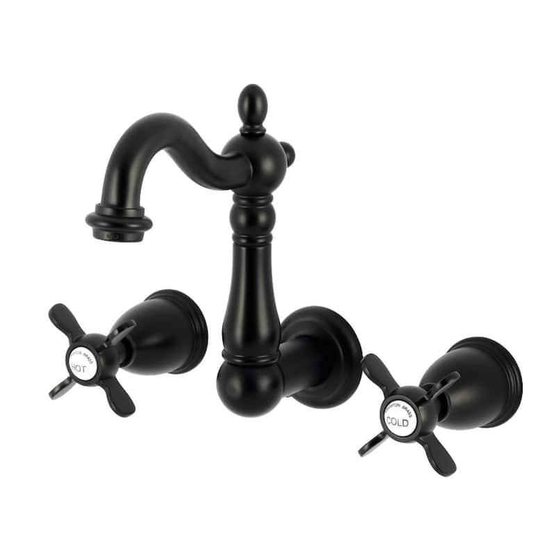 Kingston Brass Essex Double-Handle Wall Mount Bathroom Faucet - Matte Black