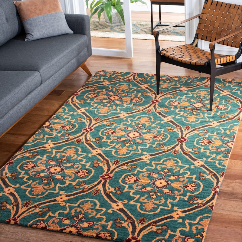 SAFAVIEH Handmade Heritage Argyle Traditional Wool Rug - 5' x 8' - Green/Orange