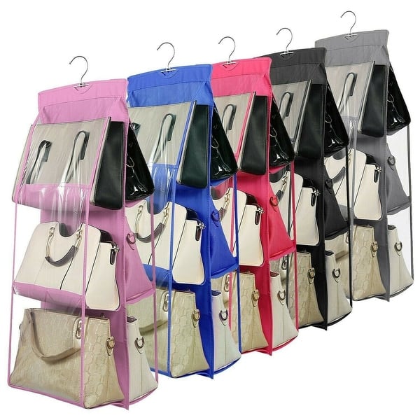 6-Pocket Handbag File Purse Organizer Rack Hanger On Sale Bed