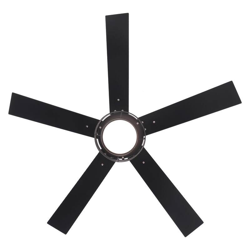 52 in. Integrated LED Matte Black Dimmable Ceiling Fan with Light and Remote - 52" D x 52" W x 15.2" H