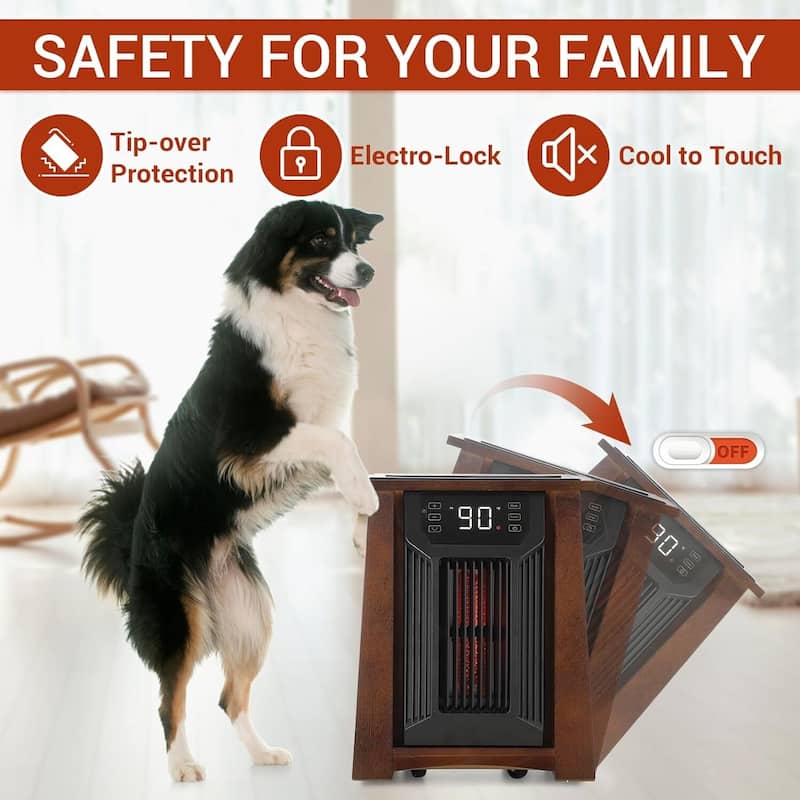 1500W Infrared Space Heater, with 8 Heating Quartz Elements