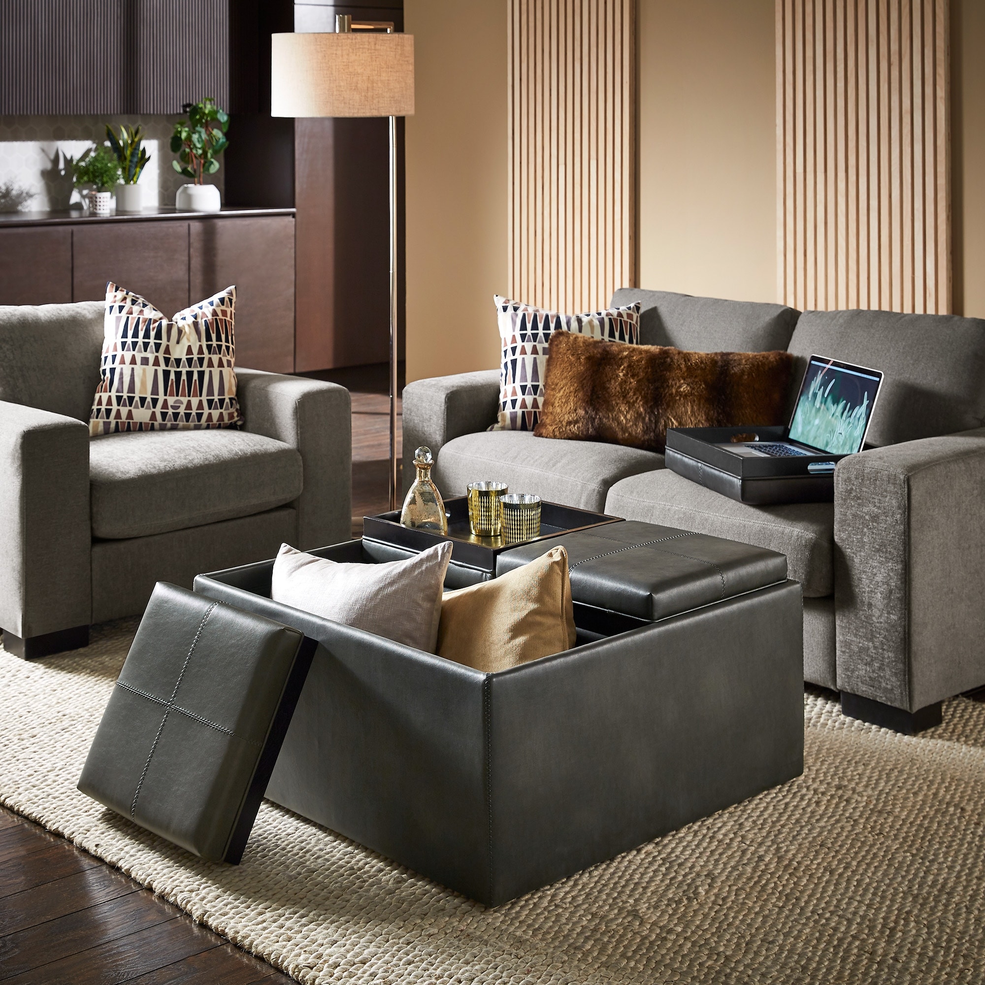 iNSPIRE Q Bold Montrose Dark Grey Storage Ottoman
