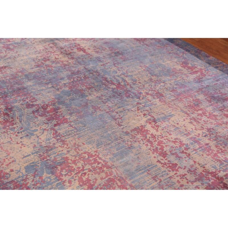 Contemporary Abstract Area Rug Handmade Indian Wool Carpet - 8'0"x 9'7"