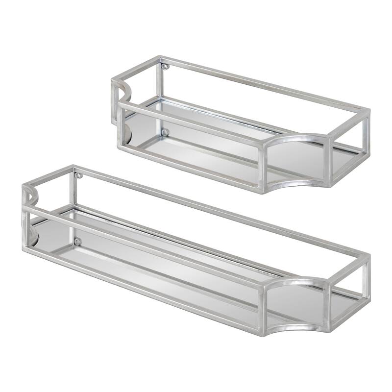 Kate and Laurel Ciel Metal Wall Shelf Set - 2 Piece - Silver