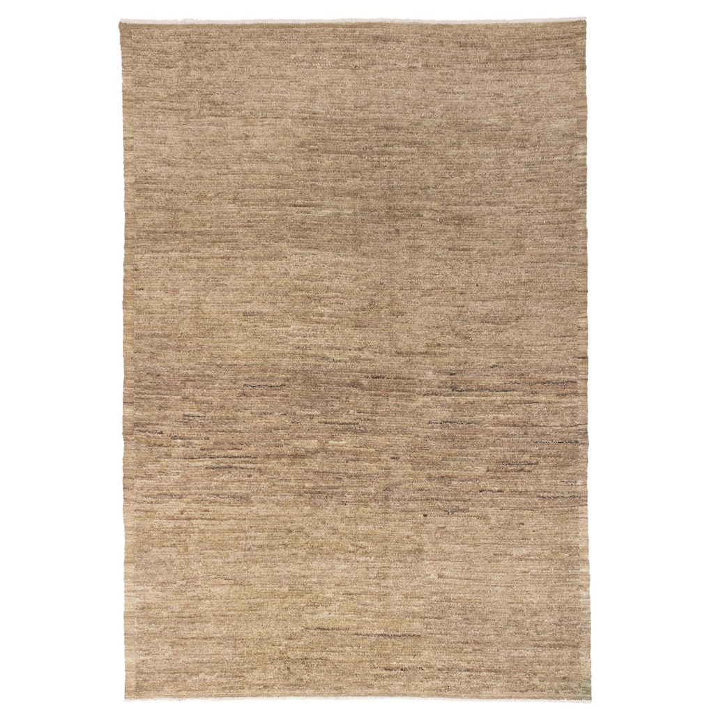 ECARPETGALLERY Hand-knotted Pak Finest Marrakesh Khaki Wool Rug - 6'4 x 9'1