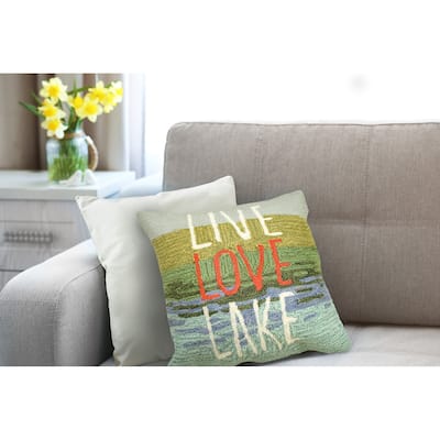Liora Manne Frontporch Live Love Lake Indoor/Outdoor Pillow Water 18" x 18"