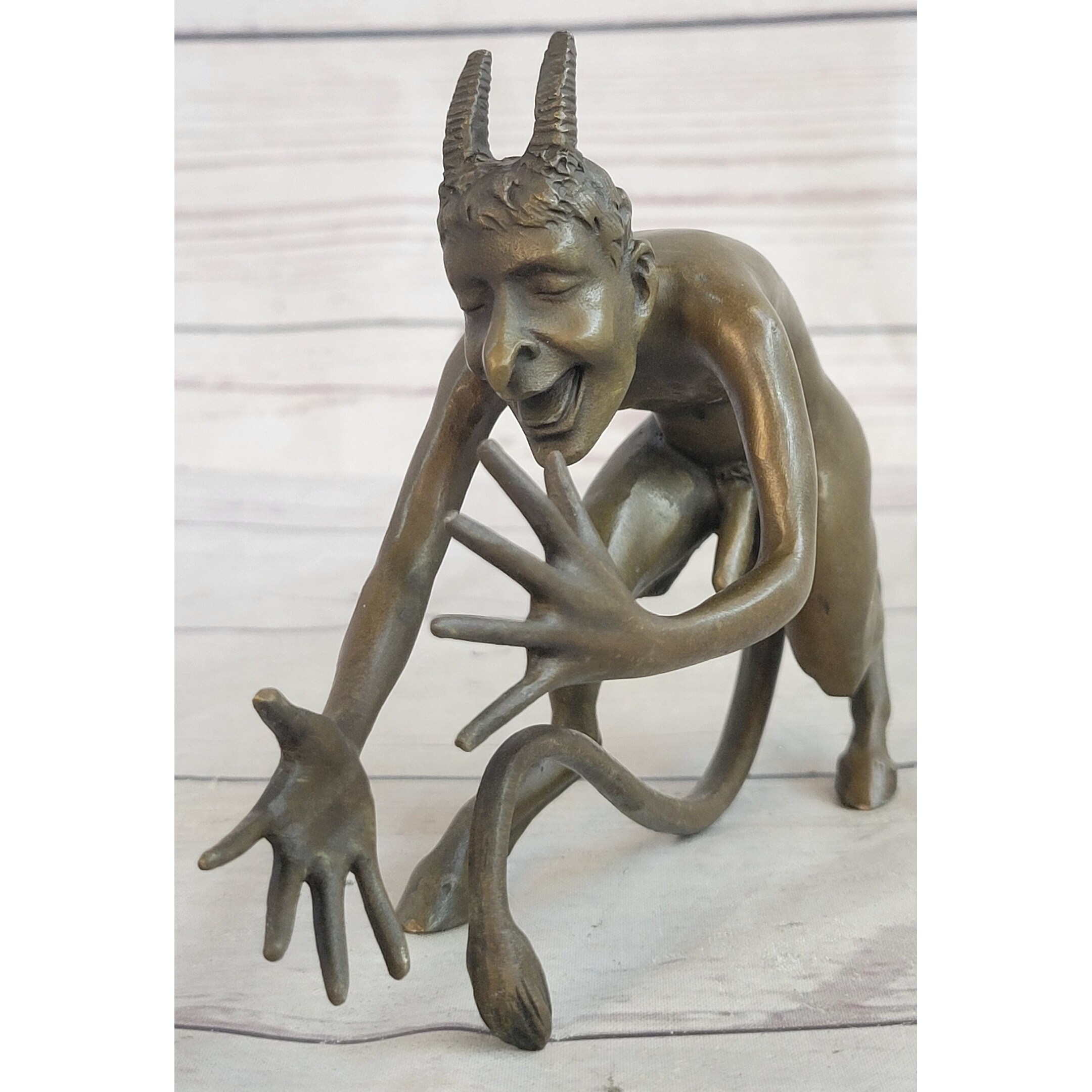 Greek Satyr Chasing Nymph Bronze Figurine Sculpture Demon Greek Satyr Chasing Nymph Bronze Figurine Sculpture Demon