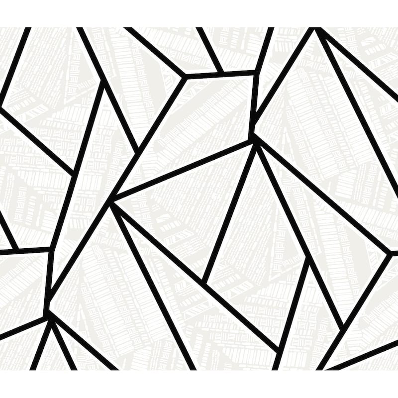 NextWall Vector Geo Peel and Stick Wallpaper - 20.9 in. W x 18 ft. L - 20.9 in. W x 18 ft. L - Ebony & Morning Fog