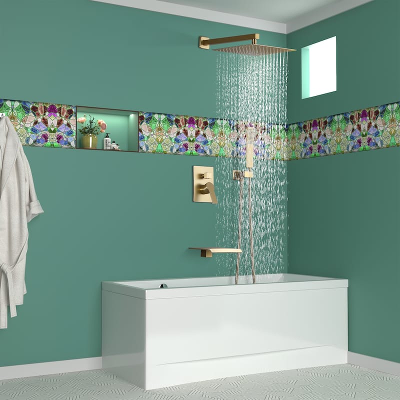 3-Function Wall Mount Shower Faucet with 12 in. Fixed shower head