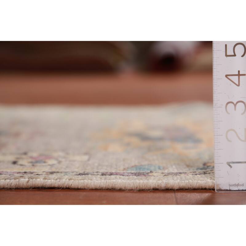 Hand Knotted Oriental 100% Wool Carpet Transitional Floral Beige & Ivories Oushak Runner Rug - 13' 8'' X 2' 7''