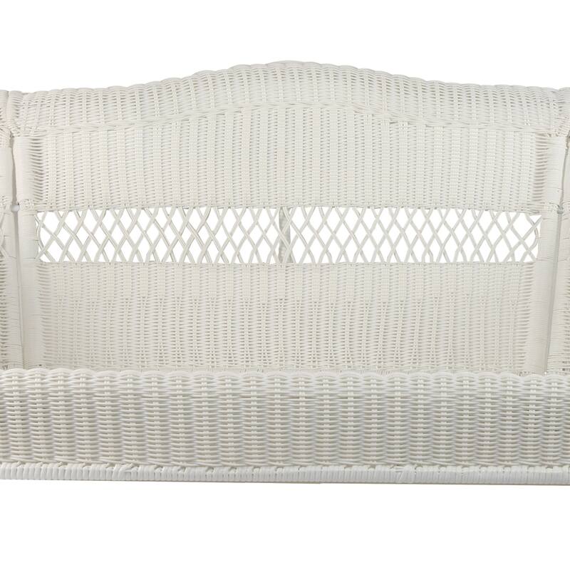 White Hand Woven Resin Wicker Hanging Porch Swing Chain Two Person