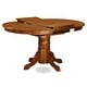 preview thumbnail 2 of 1, Oval Expandable Dining Table with 42x60 Inch Butterfly Leaf and Elegant Pedestal Base in Saddle Brown