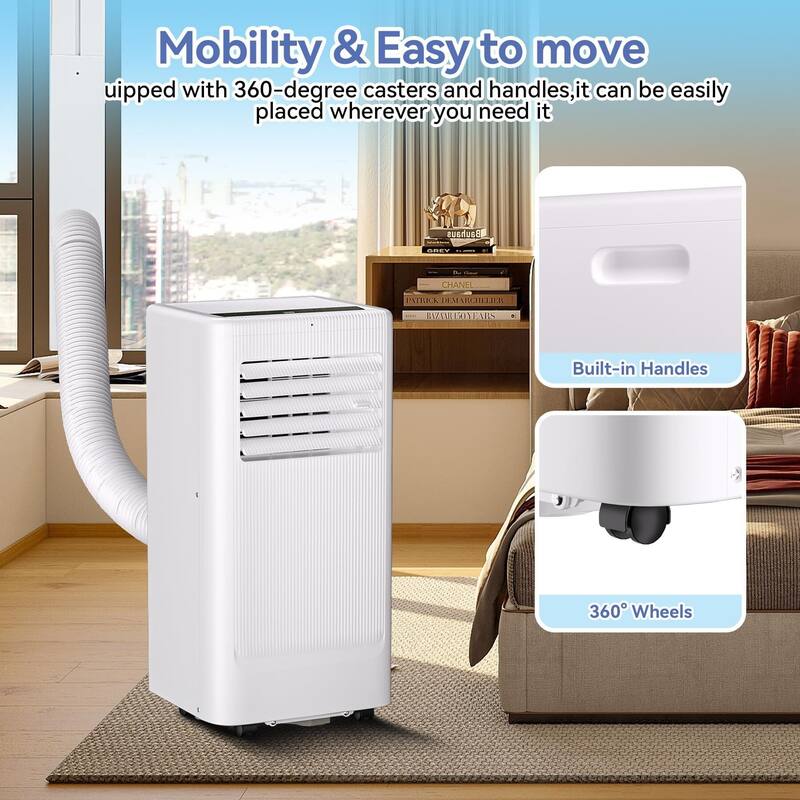8000/10000 BTU 3-in-1 Portable Air Conditioner with Dehumidifier & Fan, Quiet AC for Bedroom with Remote,Window Kit