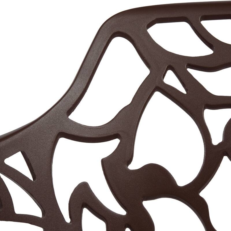 Devon Modern Floral Cutout Dining Chair with Integrated Armrest Stackable Aluminum Frame UV-Resistant Patio Chair Set of 2