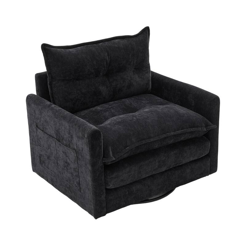 Mid Century Modern Chenille Swivel Barrel Chair