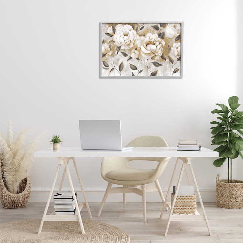 Stupell Warm Neutral Flowers Framed Giclee Art Design By Carol Robinson