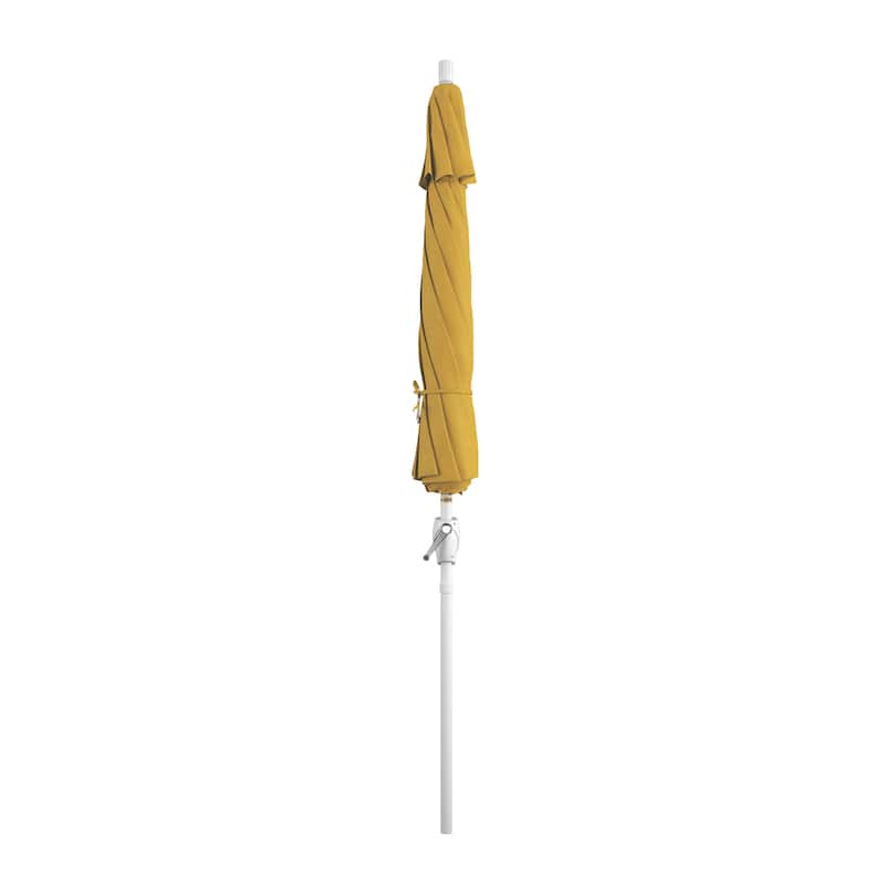 California Umbrella 9' Rd. Aluminum Patio Umbrella, Crank Lift with Push Button Tilt, White Finish, Pacifica Fabric