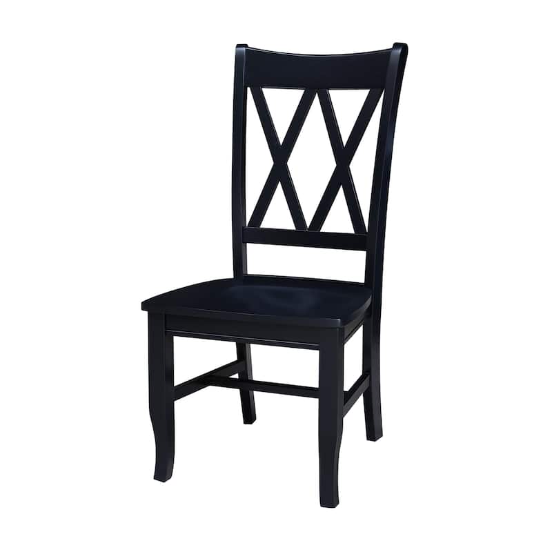 Double X-Back Solid Wood Chairs - Set of 2