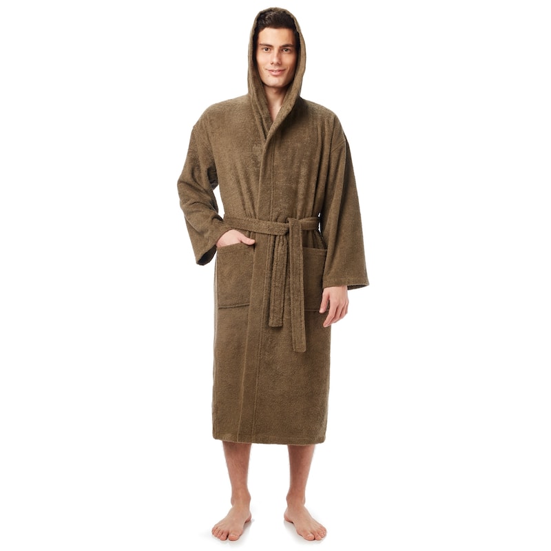 Men's Turkish Cotton Hooded Bathrobe
