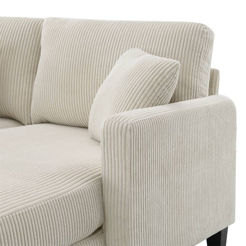 Modern L-shaped Corduroy Sofa with Reversible Chaise,4-seat