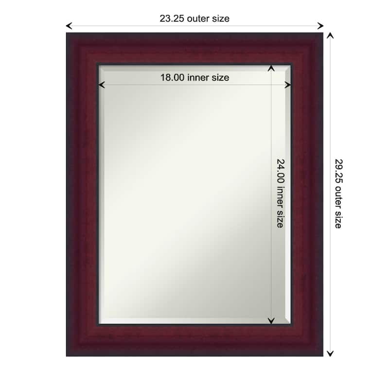 Canterbury Cherry Beveled Wood Framed Bathroom Vanity Wall Mirror - Canterbury Cherry - Glass Size 18x24