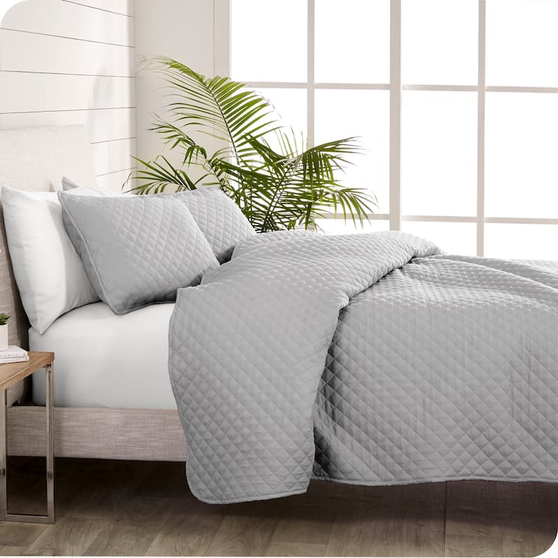 Bare Home Diamond Stitched Lightweight Microfiber Coverlet Set