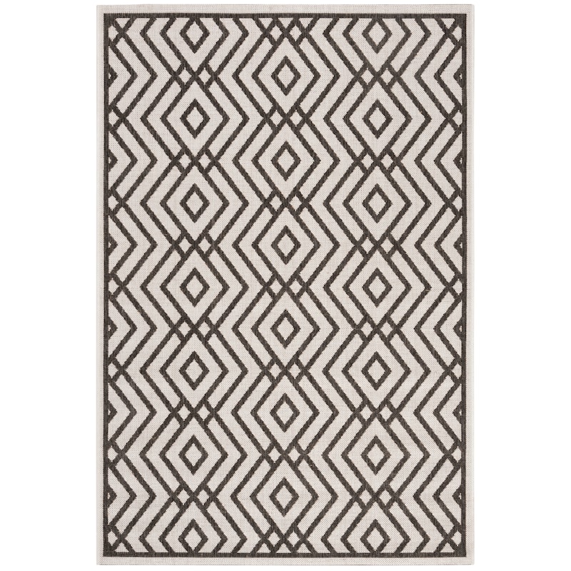 SAFAVIEH Linden Norita Indoor/ Outdoor Waterproof Patio Backyard Rug - 4' x 6' - Light Grey/Charcoal