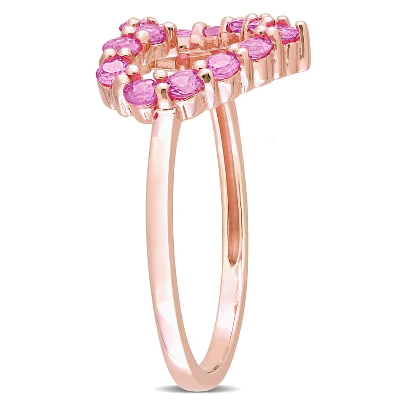 Miadora 3 1/5ct TGW Pink Sapphire 3-Piece Jewelry Set - Heart Necklace Earrings Ring 10k Rose Gold
