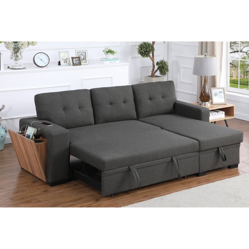 3-Piece Dark Gray Linen Upholstered Sectional Sofa