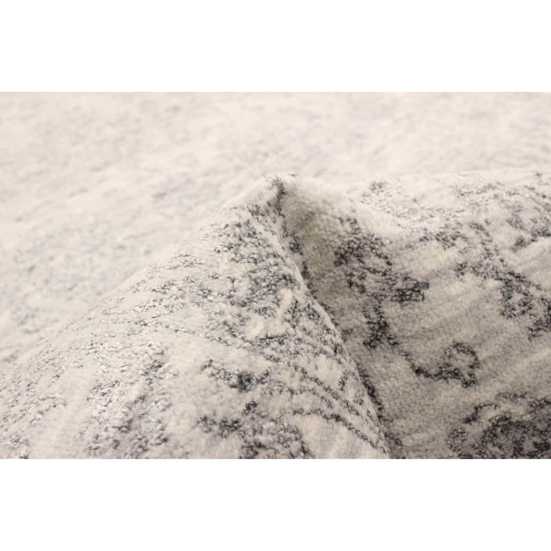 ECARPETGALLERY Hand-knotted Heritage Grey Silk, Wool Rug - 2' 7" x 8' 7"