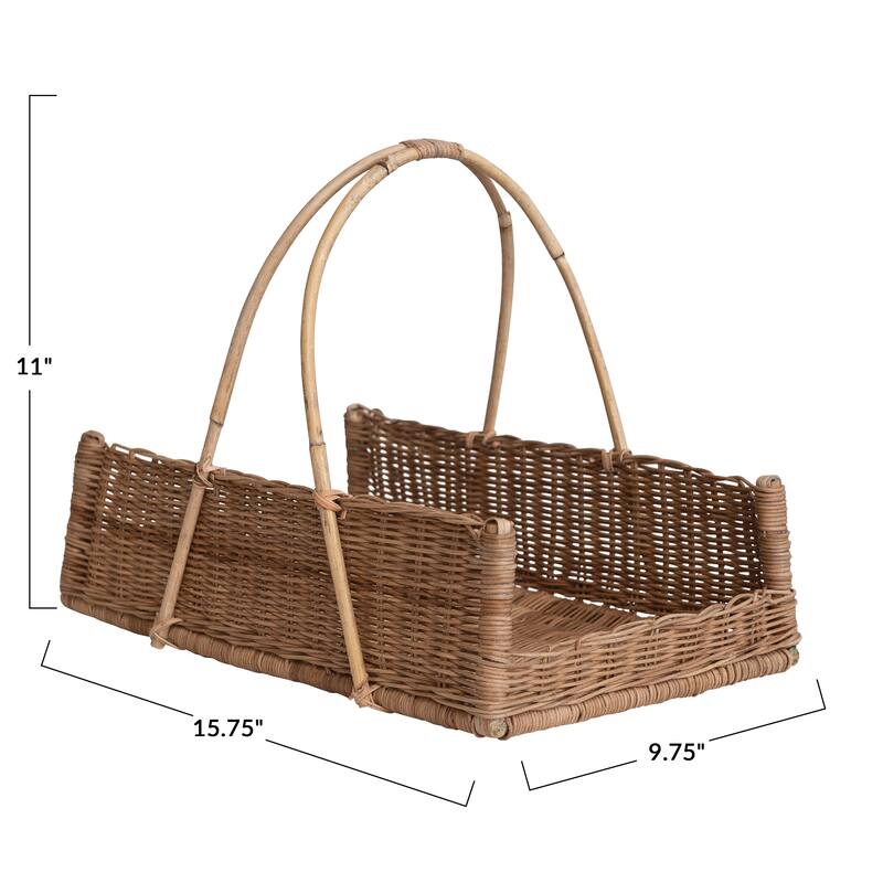 Decorative Rattan Hanging Basket - 15.8"L x 9.8"W x 7.9"H