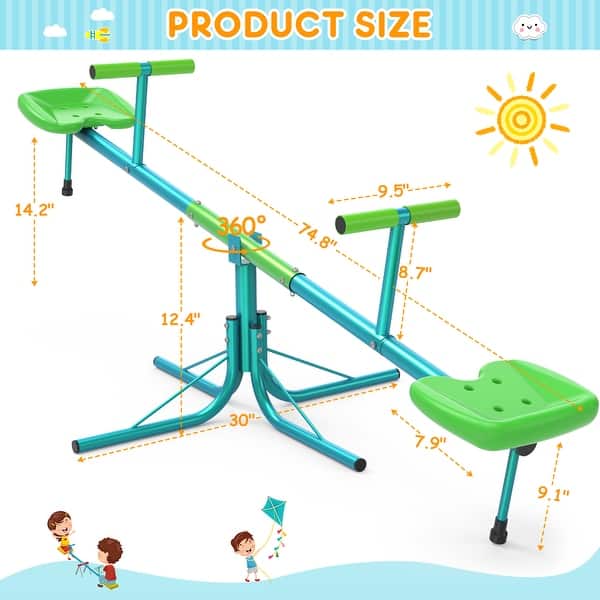 Seesaw Sit and Spin Teeter Totter Heavy Duty Swivel Kids Outdoor Play
