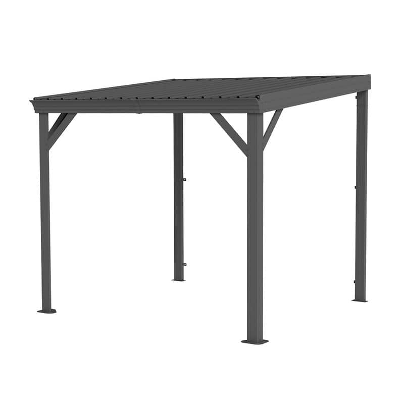 Domi Lean to Gazebo, Outdoor Hardtop Wall Mounted Gazebo with Sloping Galvanized Steel Roof