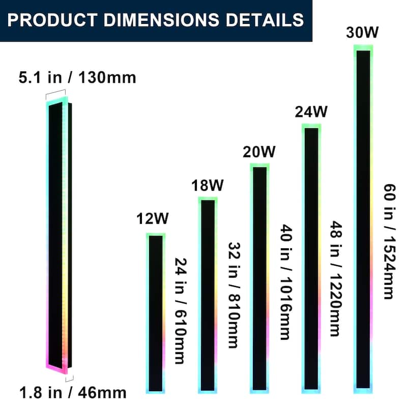 2-Pack 40" RGB Smart Outdoor Wall Lights