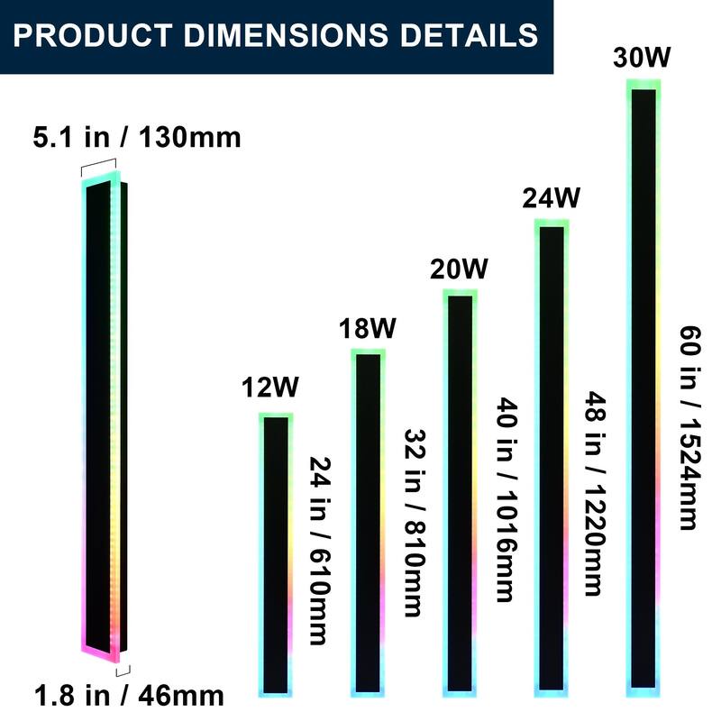 2-Pack 48" RGB Smart Outdoor Wall Lights