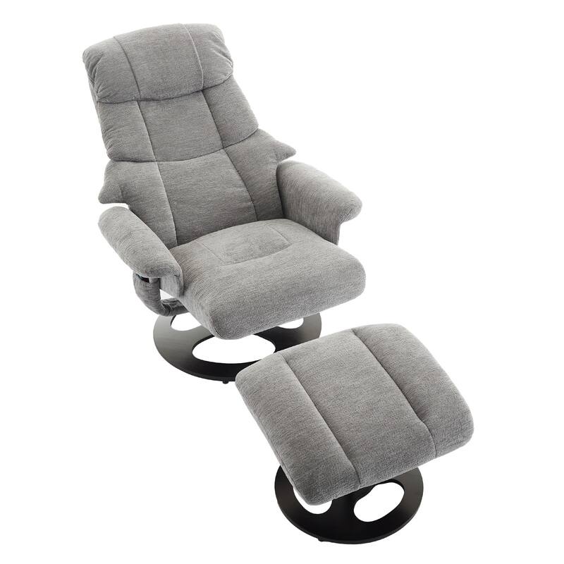 Chenille 360° Swivel Massage Recliner Chair with Ottoman, Massage and Heated Seat