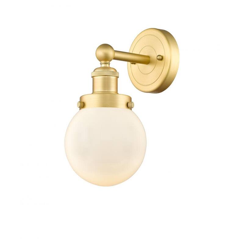 Innovations Lighting 616-1W-10-7 Beacon Sconce Beacon 10" Tall Wall - Satin Gold / Matte White