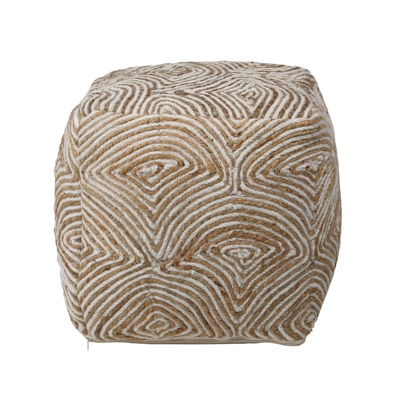 Tessah Wool Upholstered Ottoman, Natural