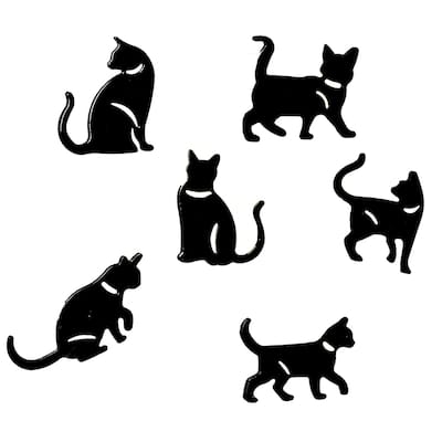 Cat Silhouette Refrigerator Magnets - Set of 6 - 3.000 x 2.250 x 0.500