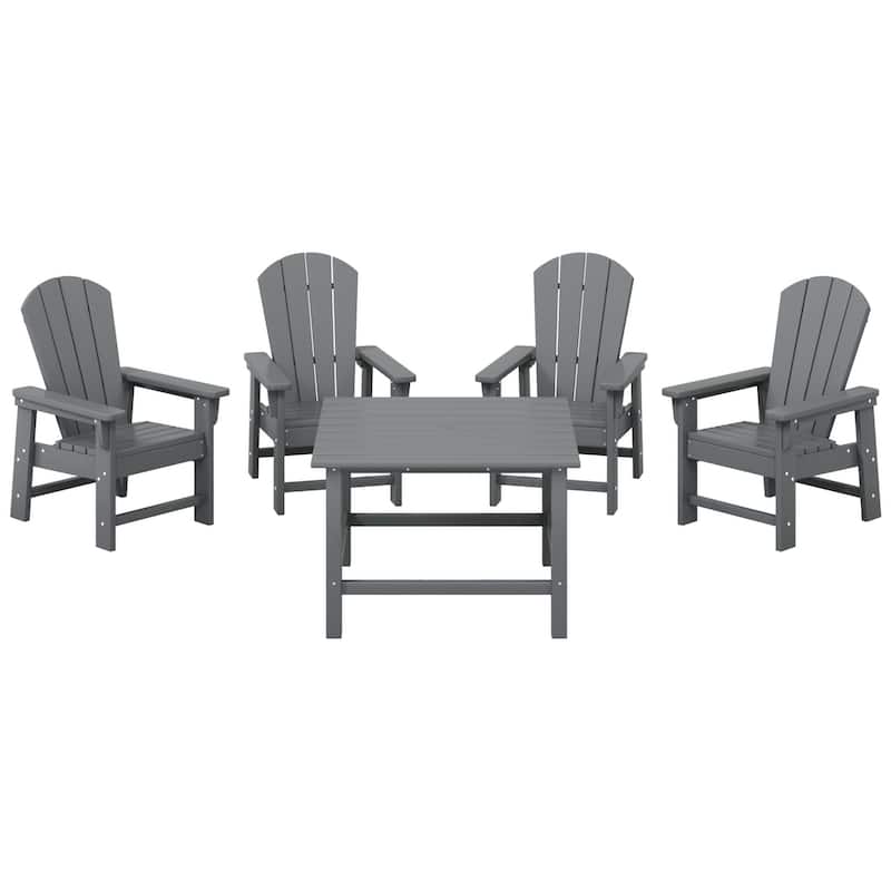 Laguna Kids Adirondack 5-Piece Square Table Dining Set - Gray