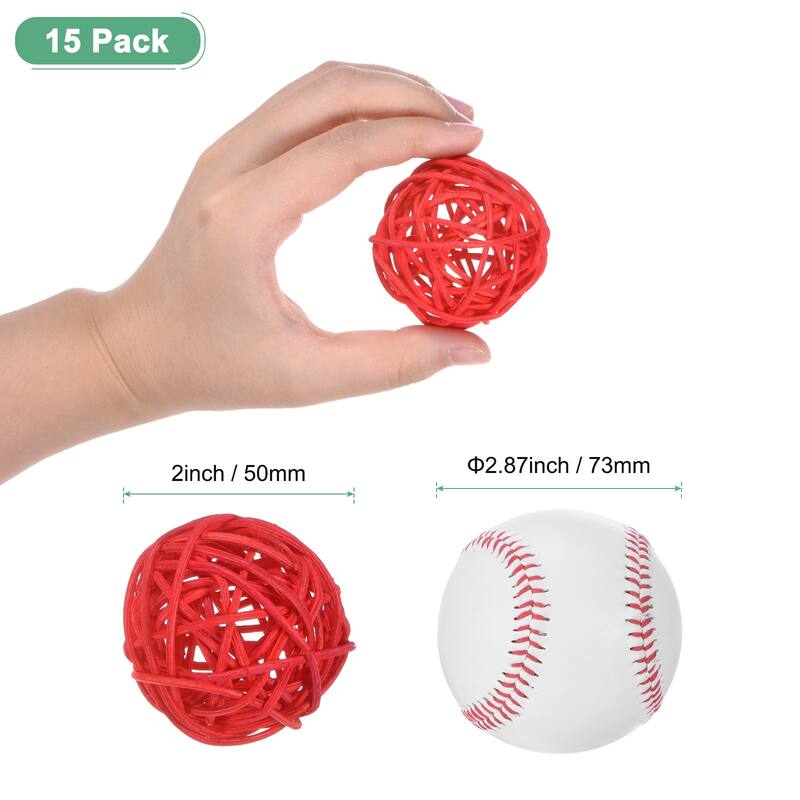 15-Pack Wicker Rattan Balls 2 Inch for Christmas/Weddings/DIY - Red