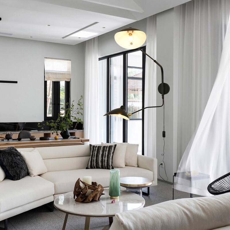 2-Light Plug in Swing Arm Wall Sconce,Plug-in or Hardwired Wall Lamp