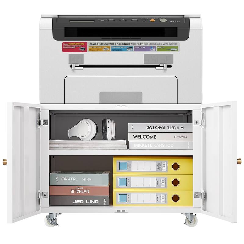 Anmytek White Rolling Storage Cabinet Mobile Organizer Office Bedroom Modern Home Decor