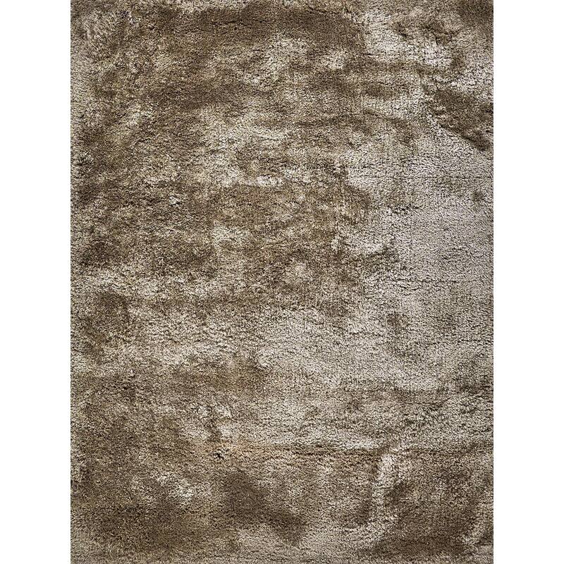 Exquisite Rugs Sumo Shag Handmade Handloomed Polyester/Microfiber Taupe Area Rug