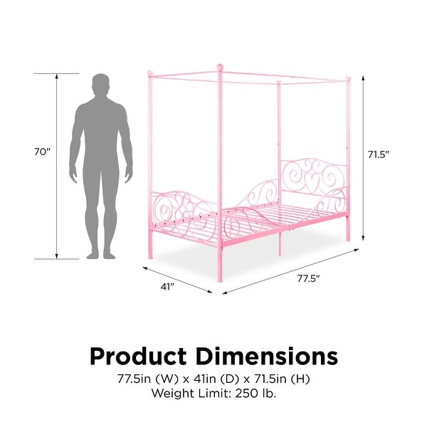 Avenue Green Carmi Pink Twin Metal Bed